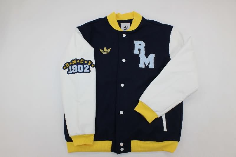 AAA(Thailand) Real Madrid 25/26 Dark Blue Baseball Jacket AAA(Thailand) Real Madrid 25/26 Dark Blue Baseball Jacket