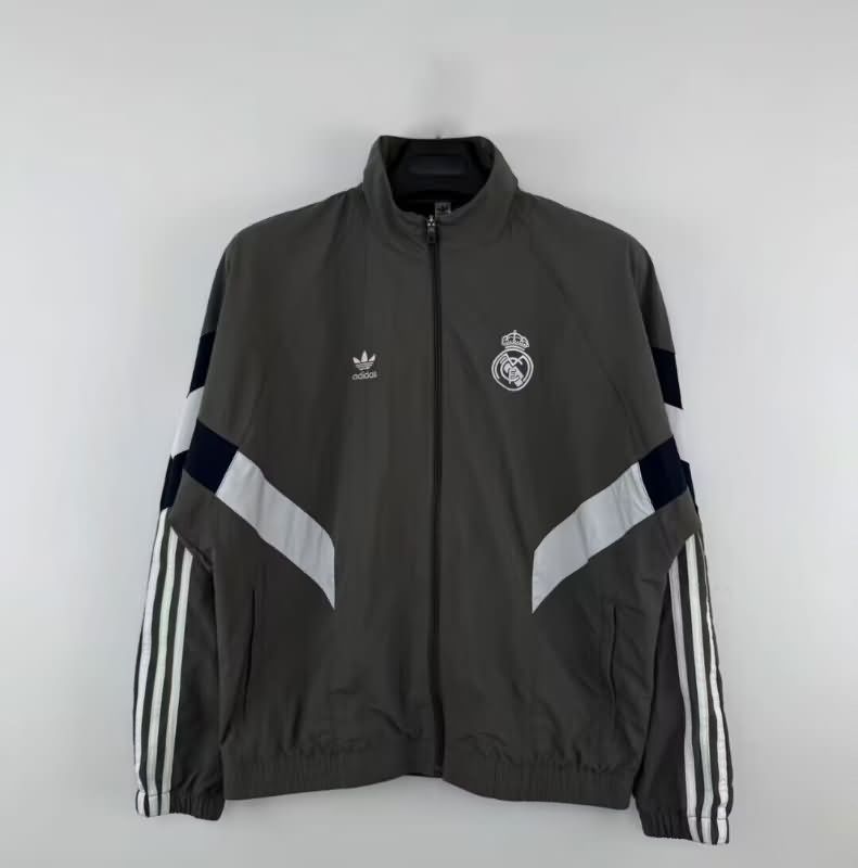 AAA(Thailand) Real Madrid 25/26 Grey Soccer Windbreaker  AAA(Thailand) Real Madrid 25/26 Grey Soccer Windbreaker