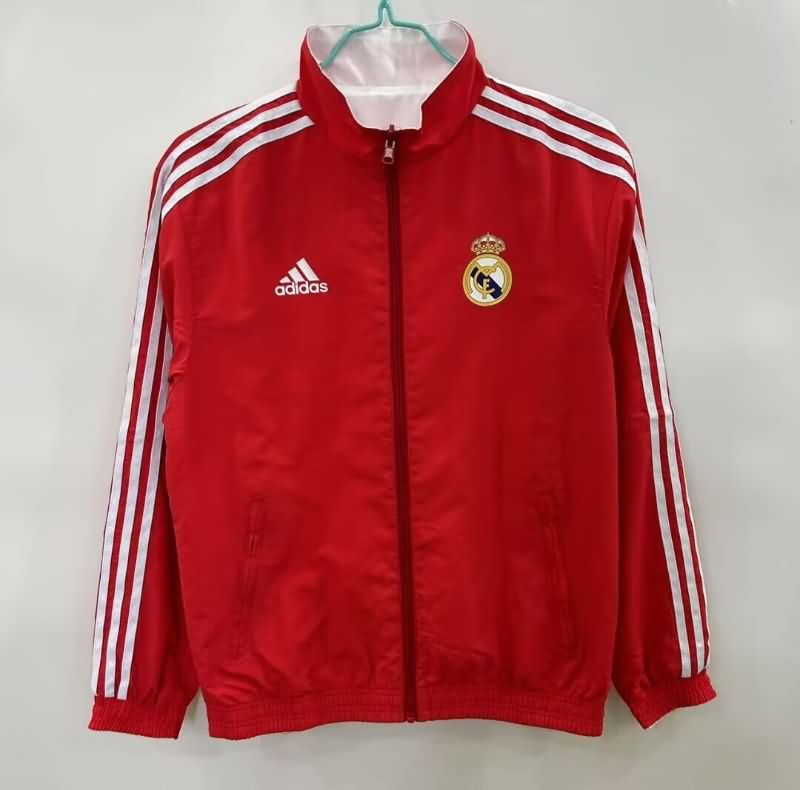AAA(Thailand) Real Madrid 25/26 Red White Reversible Soccer Windbreaker AAA(Thailand) Real Madrid 25/26 Red White Reversible Soccer Windbreaker