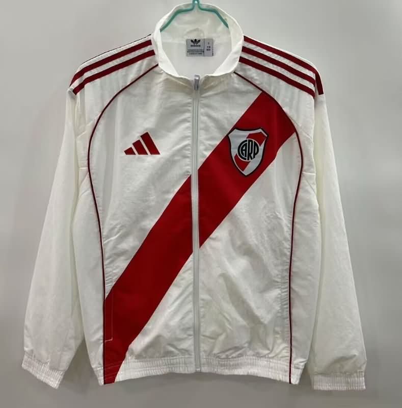 AAA(Thailand) River Plate 2025 White Soccer Windbreaker AAA(Thailand) River Plate 2025 White Soccer Windbreaker