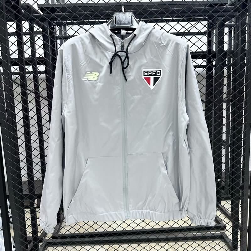 AAA(Thailand) Sao Paulo 2025 Grey Soccer Windbreaker AAA(Thailand) Sao Paulo 2025 Grey Soccer Windbreaker