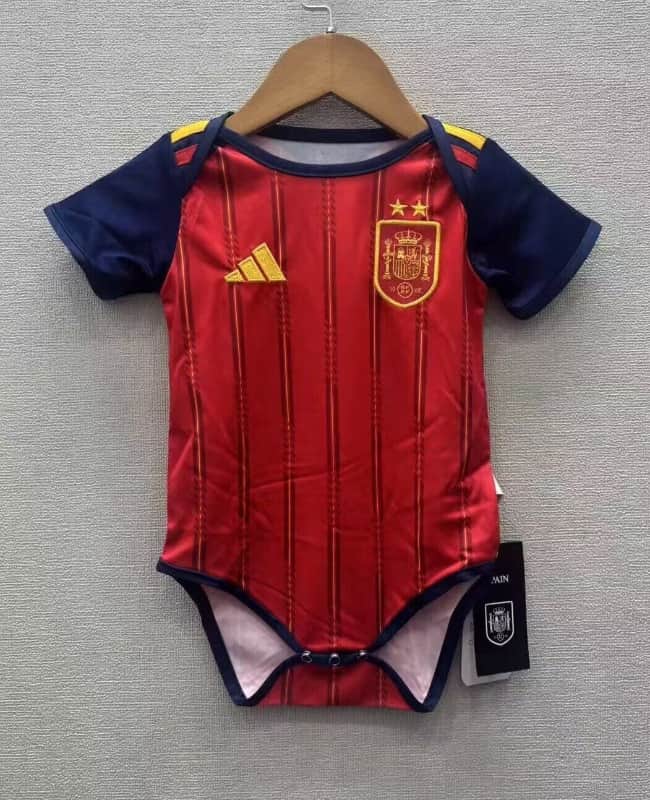 AAA(Thailand) Spain 2026 Home Baby Soccer Jerseys 2 Stars AAA(Thailand) Spain 2026 Home Baby Soccer Jerseys 2 Stars