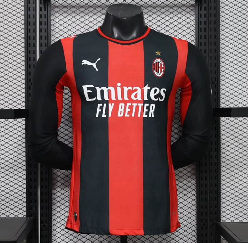 AAA(Thailand) AC Milan 26/27 Home Long Sleeve Soccer Jersey (Player)