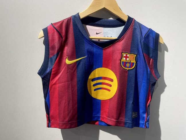 AAA(Thailand) Barcelona 26/27 Home Women Cropped Soccer Jersey 02