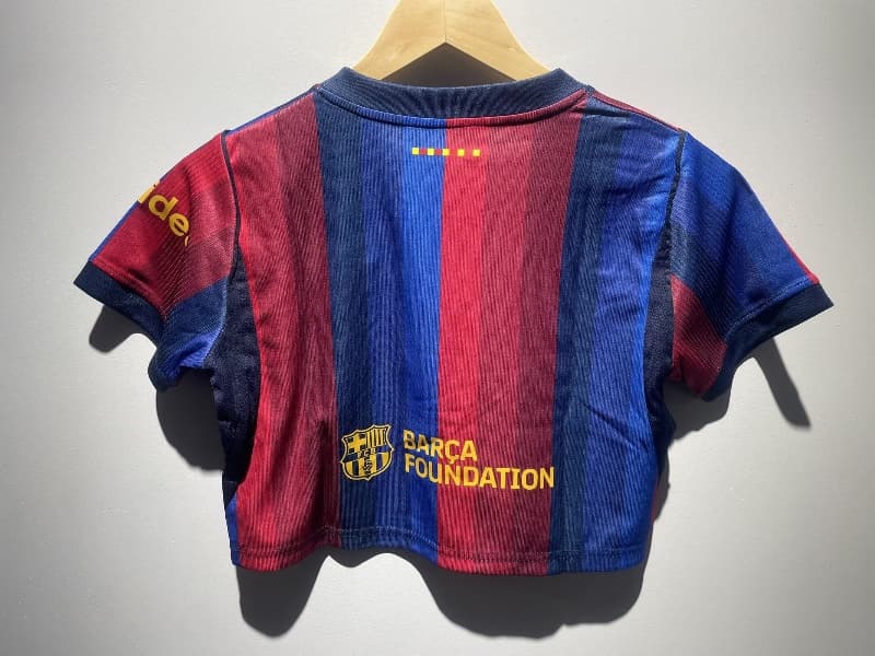 AAA(Thailand) Barcelona 26/27 Home Women Cropped MLB Soccer Jersey