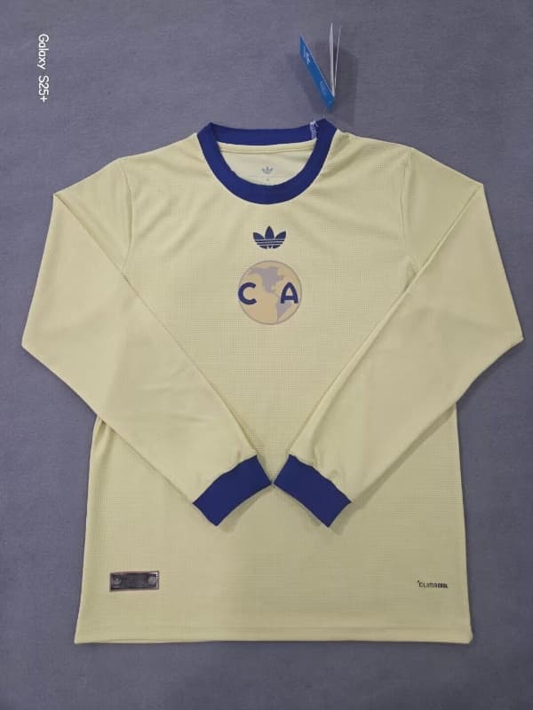 AAA(Thailand) Club America 26/27 110th Anniversary Yellow Long Sleeve Soccer Jersey AAA(Thailand) Club America 26/27 110th Anniversary Yellow Long Sleeve Soccer Jersey