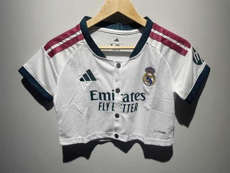 AAA(Thailand) Real Madrid 26/27 Home Women Cropped MLB Soccer Jersey