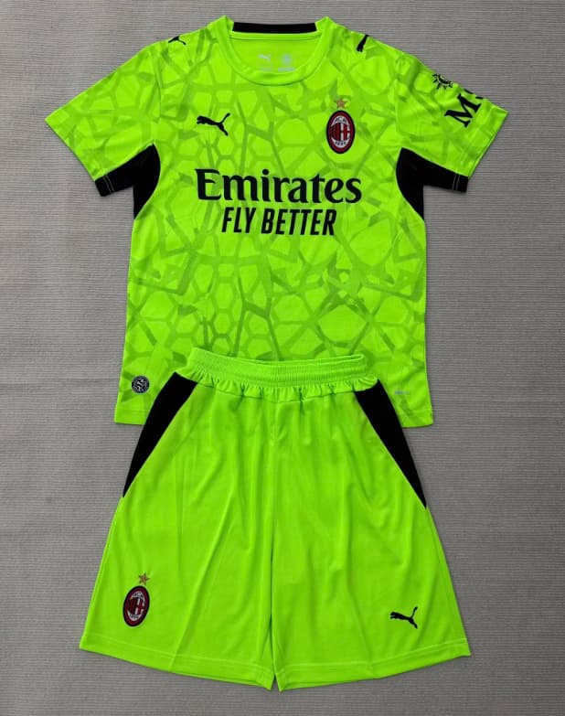 AC Milan 26/27 Kids Goalkeeper Green Soccer Jersey And Shorts AC Milan 26/27 Kids Goalkeeper Green Soccer Jersey And Shorts