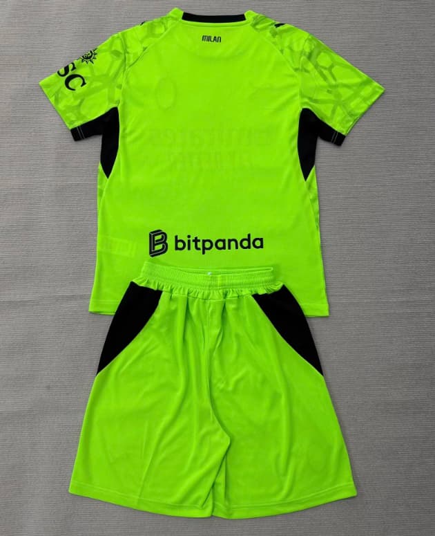 AC Milan 26/27 Kids Goalkeeper Green Soccer Jersey And Shorts