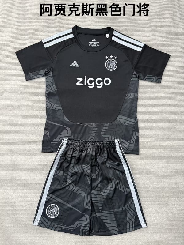 Ajax 26/27 Kids Goalkeeper Black Soccer Jersey And Shorts