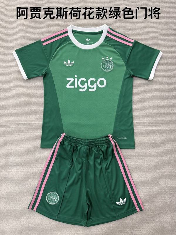 Ajax 26/27 Kids Goalkeeper Green Soccer Jersey And Shorts
