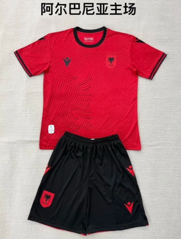 Albania 2026 Kids Home Soccer Jersey And Shorts Albania 2026 Kids Home Soccer Jersey And Shorts