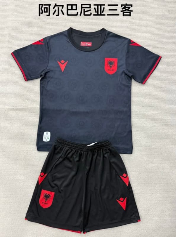 Albania 2026 Kids Third Soccer Jersey And Shorts Albania 2026 Kids Third Soccer Jersey And Shorts