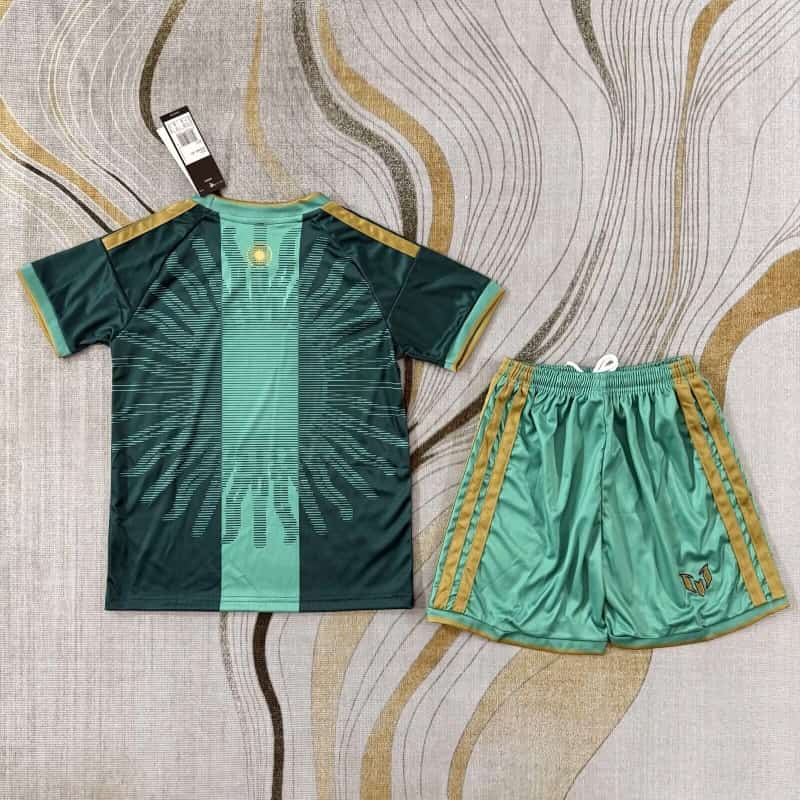 Argentina 2026 Kids MESSI Special Goalkeeper Green Soccer Jersey And Shorts