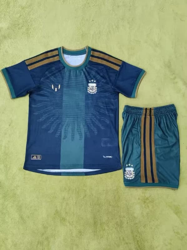 Argentina 2026 Kids MESSI Special Goalkeeper Green Soccer Jersey And Shorts (Player)