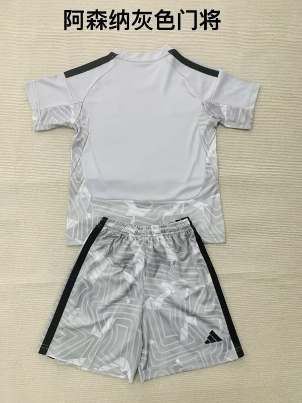 Arsenal 26/27 Kids Goalkeeper Grey Soccer Jersey And Shorts