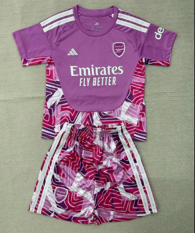 Arsenal 26/27 Kids Goalkeeper Purple Soccer Jersey And Shorts