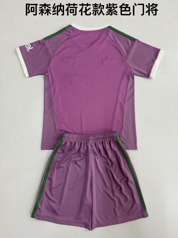 Arsenal 26/27 Kids Goalkeeper Purple Soccer Jersey And Shorts 02