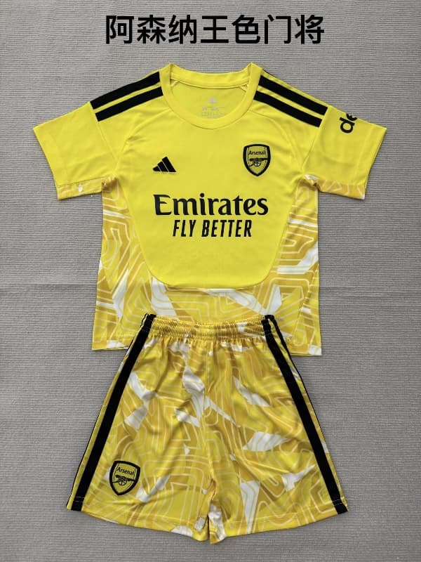 Arsenal 26/27 Kids Goalkeeper Yellow Soccer Jersey And Shorts