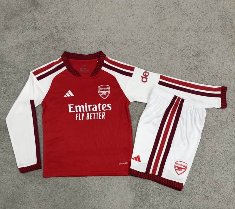 Arsenal 26/27 Kids Home Long Sleeve Soccer Jersey And Shorts