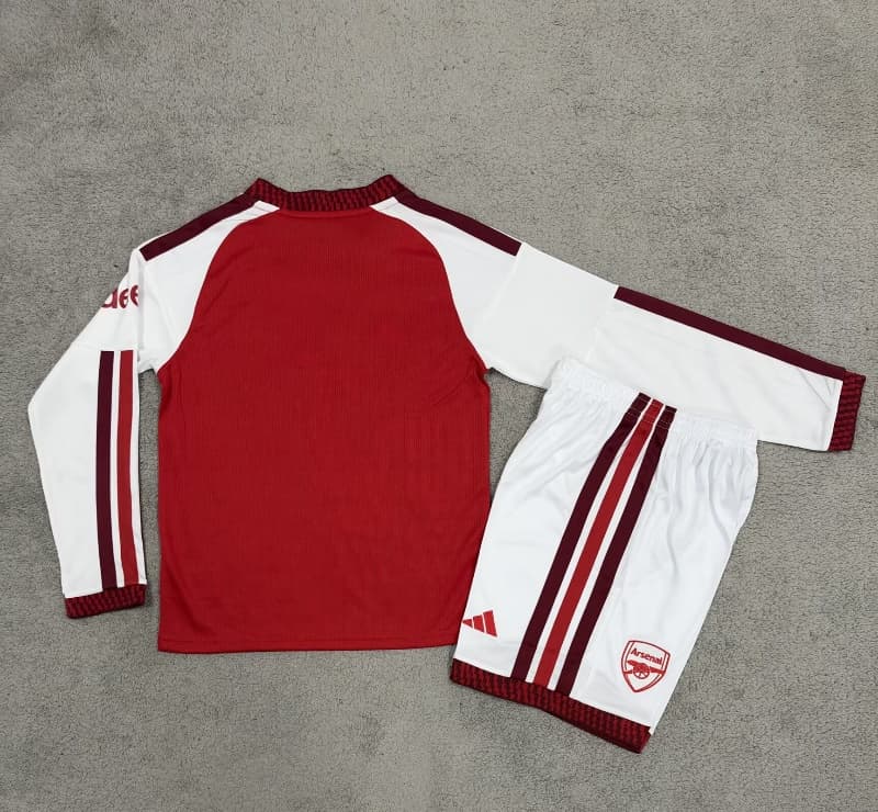 Arsenal 26/27 Kids Home Long Sleeve Soccer Jersey And Shorts