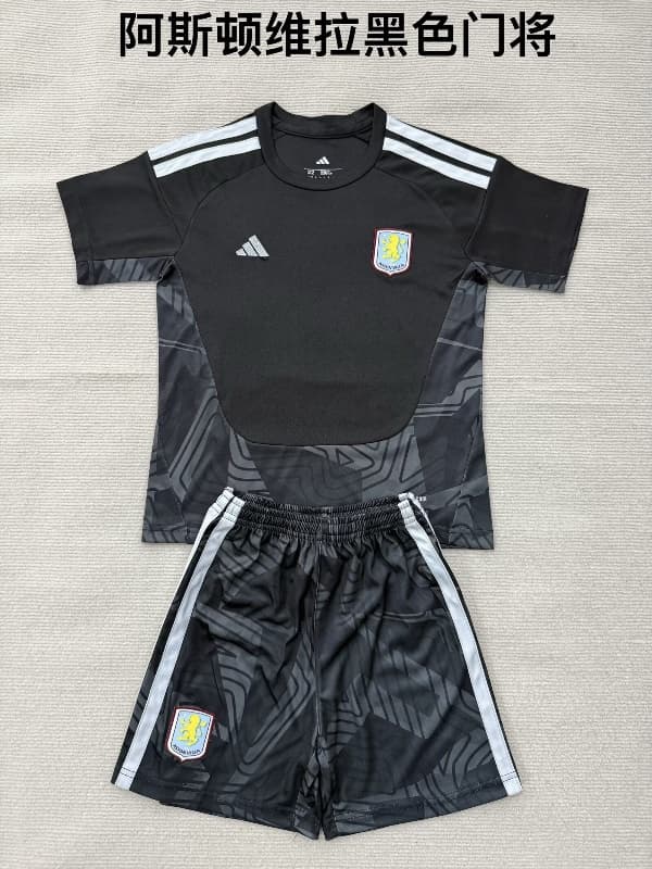 Aston Villa 26/27 Kids Goalkeeper Black Soccer Jersey And Shorts Aston Villa 26/27 Kids Goalkeeper Black Soccer Jersey And Shorts