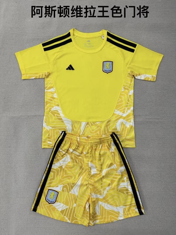 Aston Villa 26/27 Kids Goalkeeper Yellow Soccer Jersey And Shorts Aston Villa 26/27 Kids Goalkeeper Yellow Soccer Jersey And Shorts