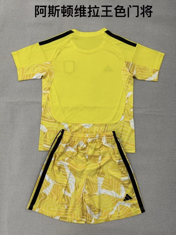 Aston Villa 26/27 Kids Goalkeeper Yellow Soccer Jersey And Shorts