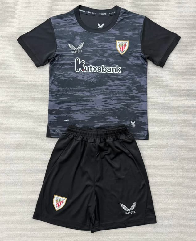 Athletic Bilbao 26/27 Kids Goalkeeper Black Soccer Jersey And Shorts