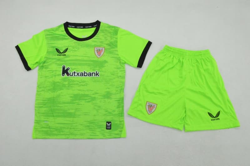 Athletic Bilbao 26/27 Kids Goalkeeper Green Soccer Jersey And Shorts