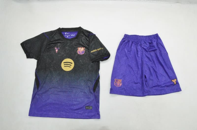 Barcelona 26/27 Kids Away Soccer Jersey And Shorts (Leaked)