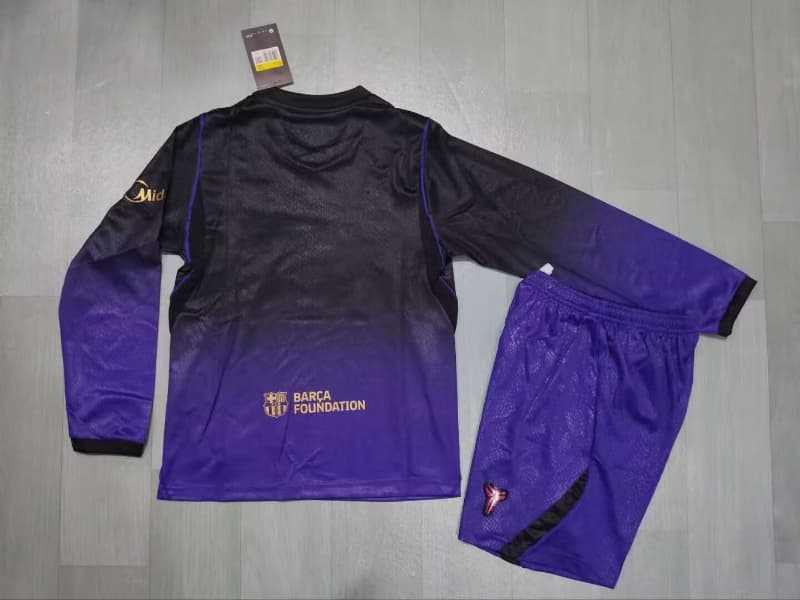 Barcelona 26/27 Kids Away Long Sleeve Soccer Jersey And Shorts