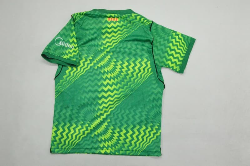 Barcelona 26/27 Kids Goalkeeper Green Soccer Jersey And Shorts
