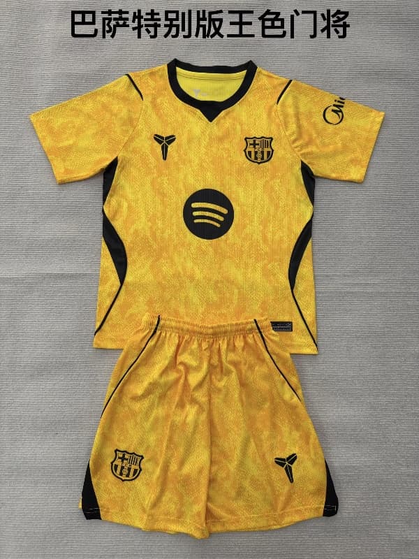 Barcelona 26/27 Kids Goalkeeper Yellow Soccer Jersey And Shorts