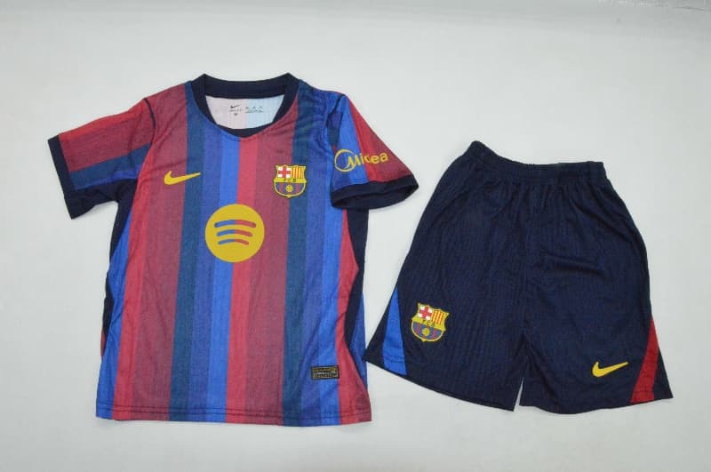 Barcelona 26/27 Kids Home Soccer Jersey And Shorts (Player)