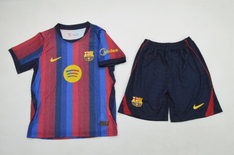 Barcelona 26/27 Kids Home Soccer Jersey And Shorts (Player) Leaked
