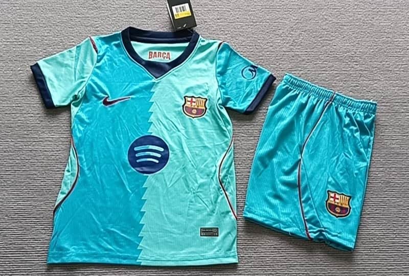 Barcelona 26/27 Kids Third Soccer Jersey And Shorts (Leaked)