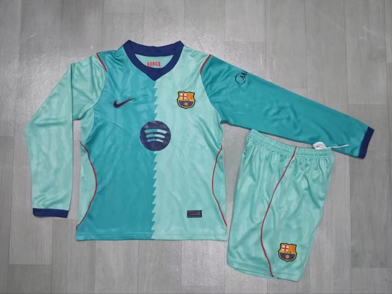 Barcelona 26/27 Kids Third Long Sleeve Soccer Jersey And Shorts