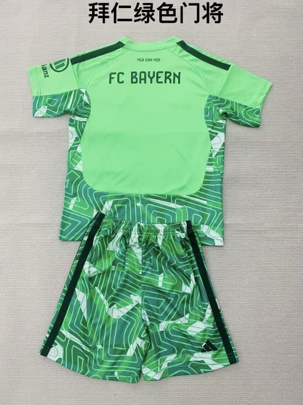Bayern Munich 26/27 Kids Goalkeeper Green Soccer Jersey And Shorts