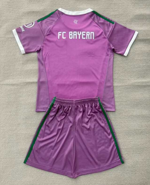 Bayern Munich 26/27 Kids Goalkeeper Purple Soccer Jersey And Shorts