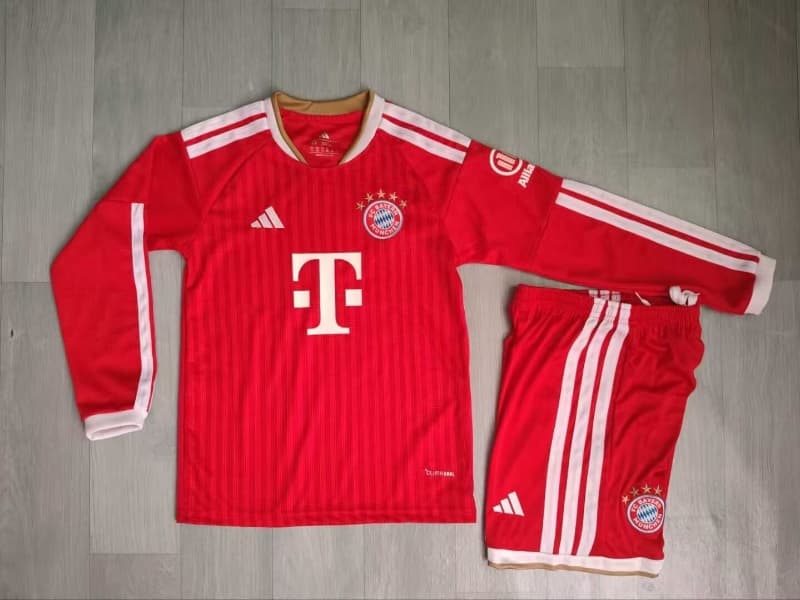 Bayern Munich 26/27 Kids Home Long Sleeve Soccer Jersey And Shorts