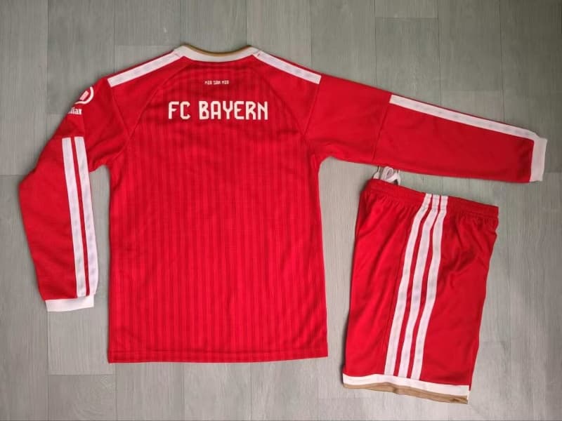 Bayern Munich 26/27 Kids Home Long Sleeve Soccer Jersey And Shorts