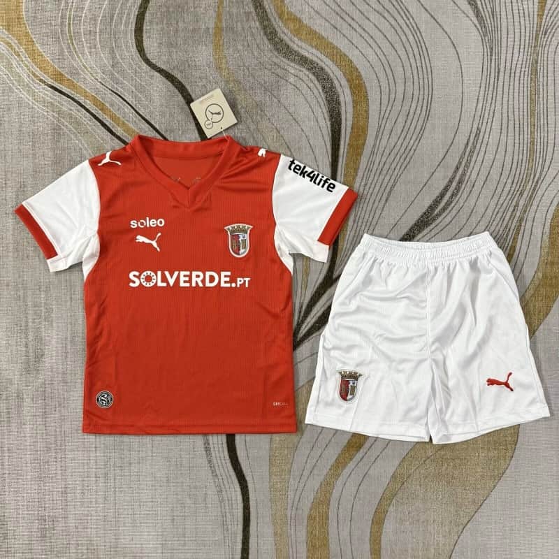 Braga 26/27 Kids Home Soccer Jersey And Shorts Braga 26/27 Kids Home Soccer Jersey And Shorts