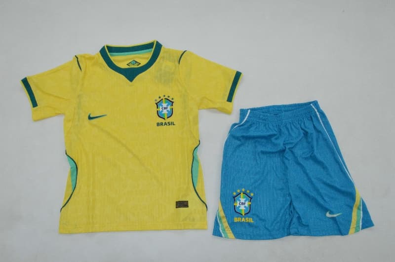 Brazil 2026 Kids World Cup Home Soccer Jersey And Shorts (Player) Brazil 2026 Kids World Cup Home Soccer Jersey And Shorts (Player)