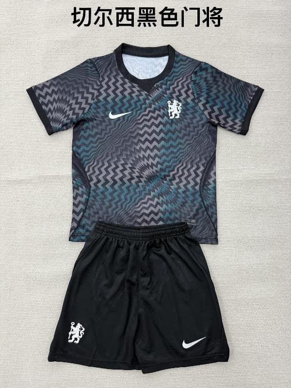 Chelsea 26/27 Kids Goalkeeper Black Soccer Jersey And Shorts Chelsea 26/27 Kids Goalkeeper Black Soccer Jersey And Shorts