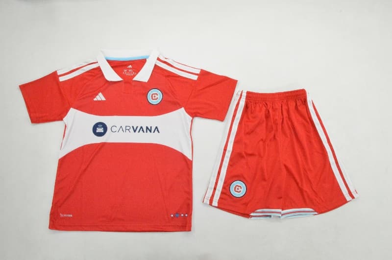 Chicago Fire 2026 Kids Home Soccer Jersey And Shorts
