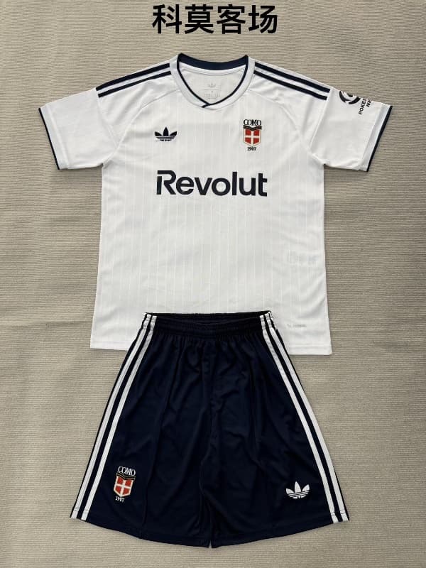 Como 26/27 Kids Away Soccer Jersey And Shorts