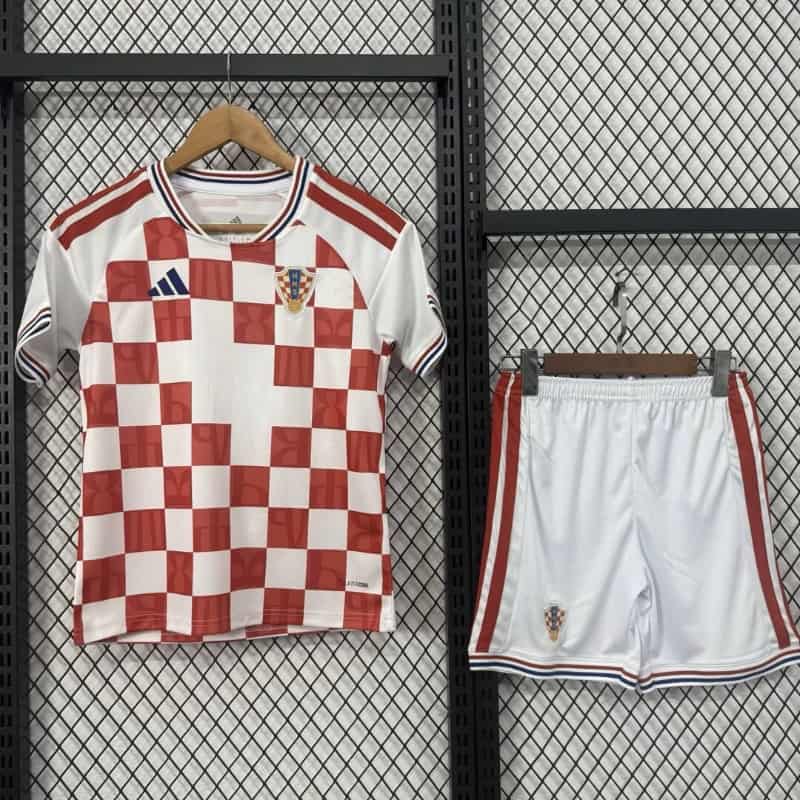 Croatia 2027 Kids Home Soccer Jersey And Shorts Croatia 2027 Kids Home Soccer Jersey And Shorts
