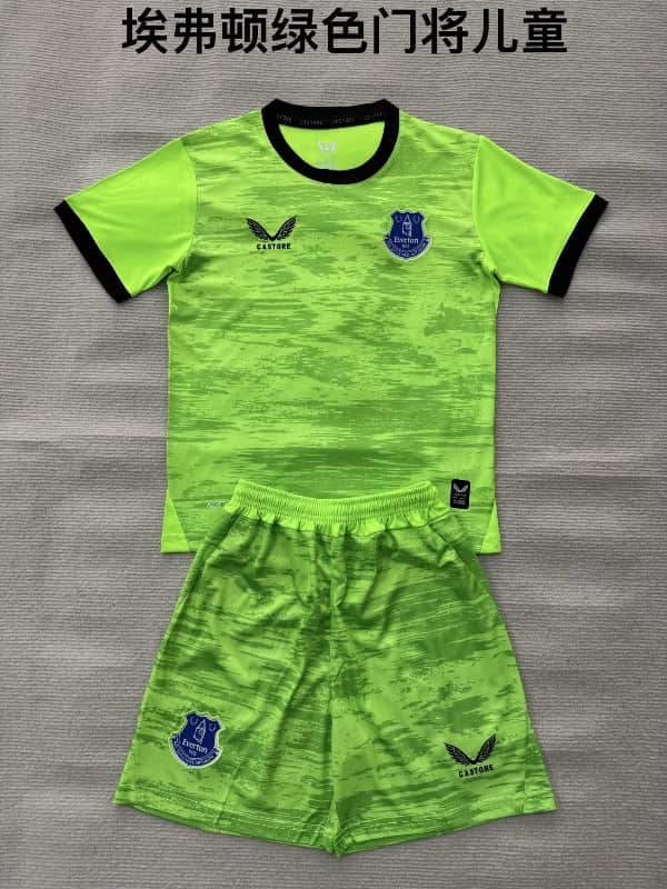 Everton 26/27 Kids Goalkeeper Green Soccer Jersey And Shorts