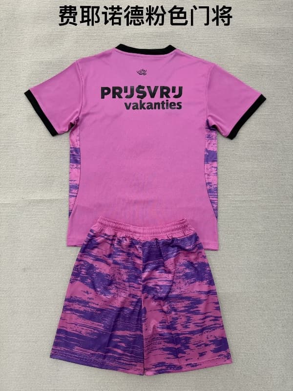 Feyenoord 26/27 Kids Goalkeeper Pink Soccer Jersey And Shorts
